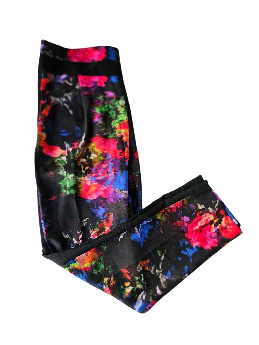 MILLY Vibrant Abstract Floral Tuxedo Stripe Trousers | SZ 8